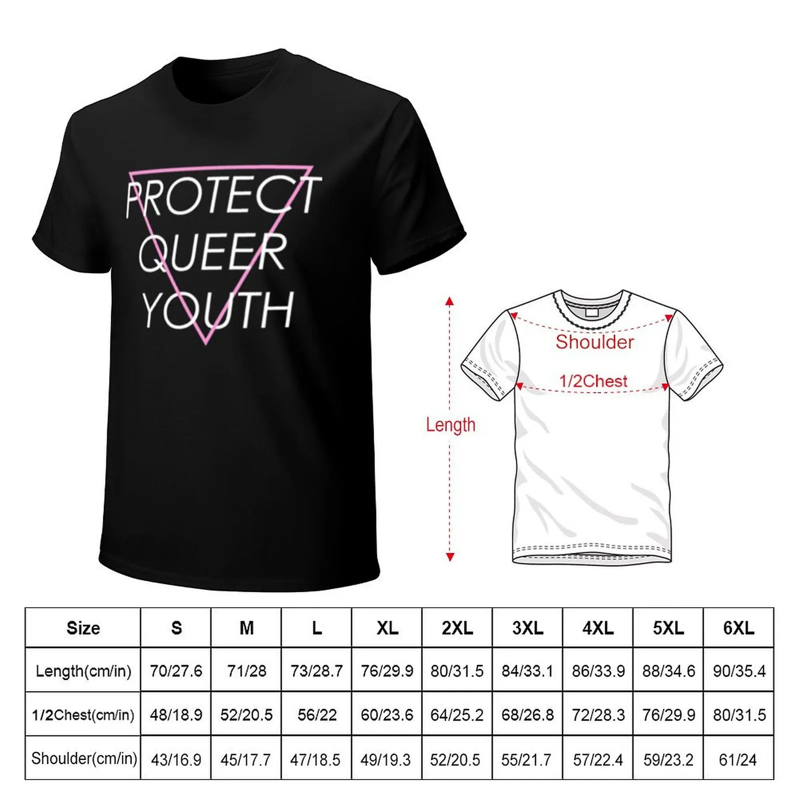 Protect Queer Youth Pink Triangle T-Shirt Large Size Casual Tee Shirt