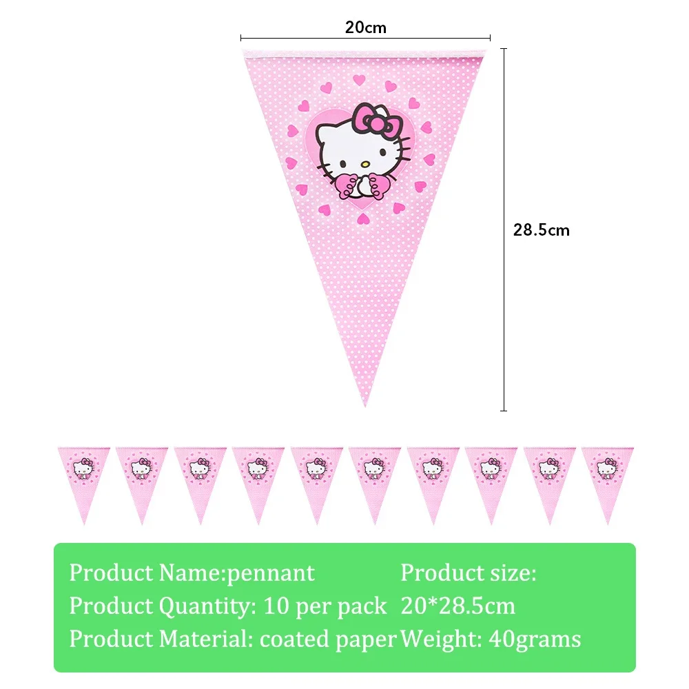 Hello Kitty Theme Baby Shower Girl Party Supplies Paper Cup Plate Table Cloth Children\'s Birthday Party Banner Kitty Balloon