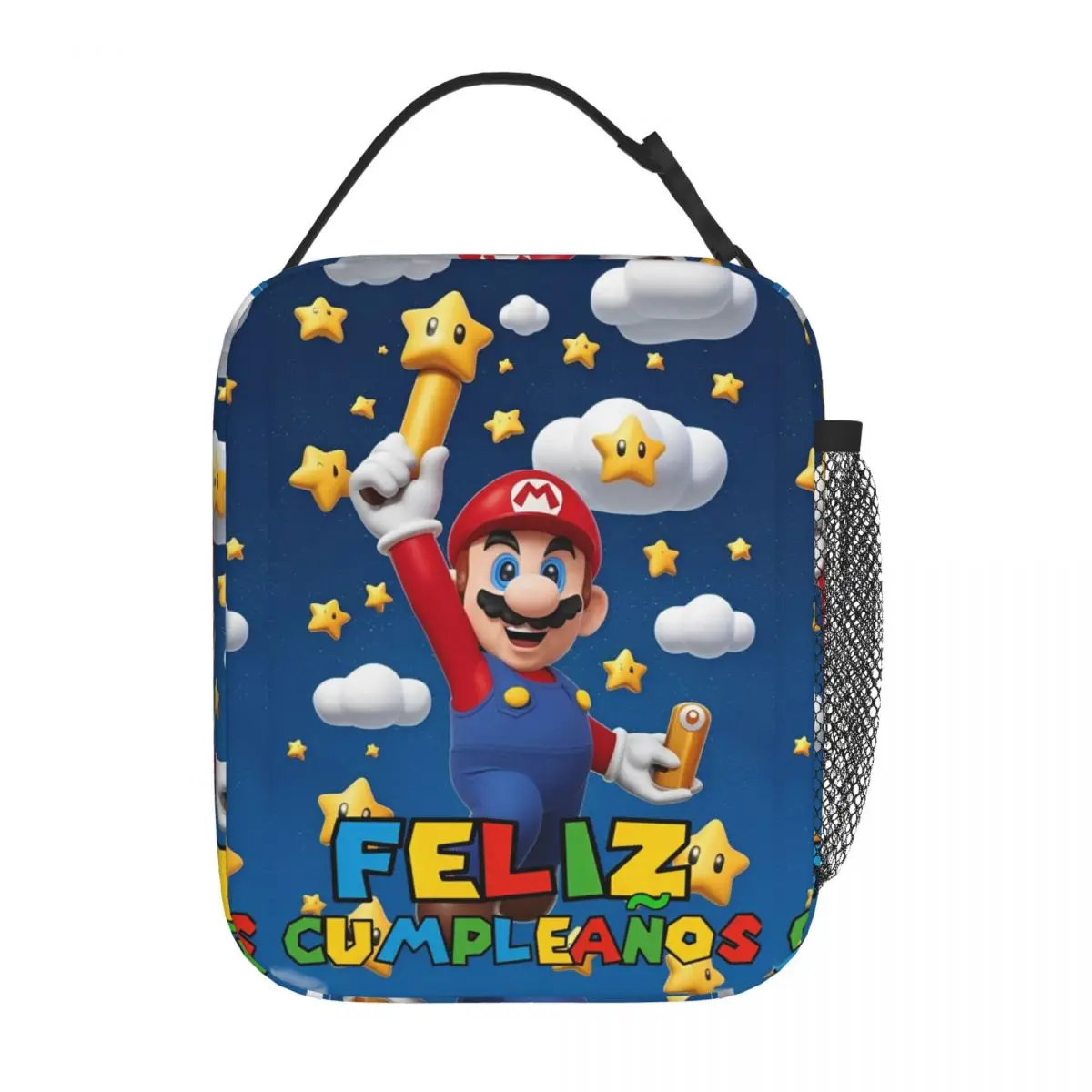 

Feliz Cumple Fuente M-Marios Insulated Lunch Bag Cooler Bag Lunch Container Bros Tote Lunch Box for Men Women Office Travel
