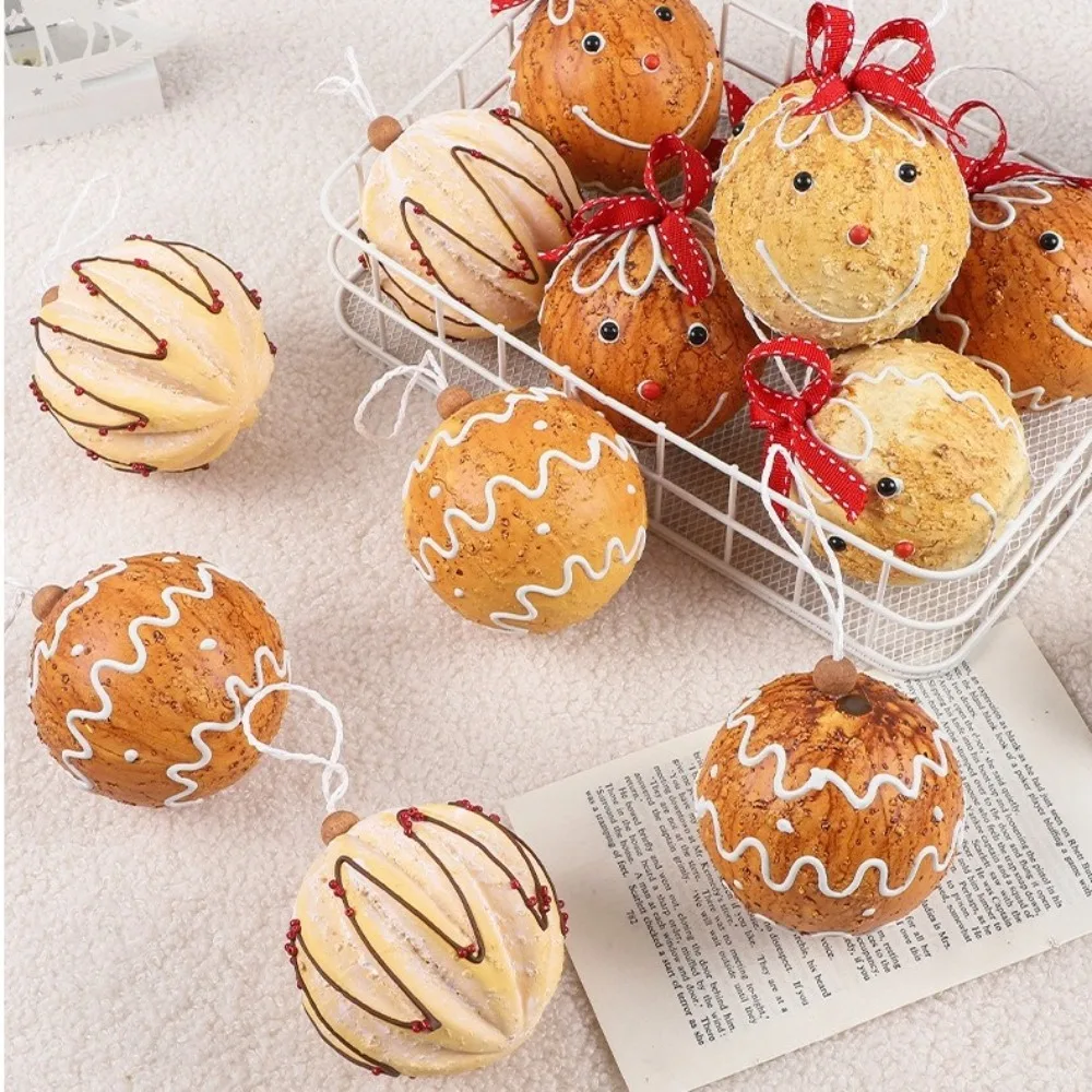 Gingerbread Man Christmas Ball Ornaments Decorative Handmade Xmas Tree Hanging Pendant Cartoon 8cm Christmas Decorations