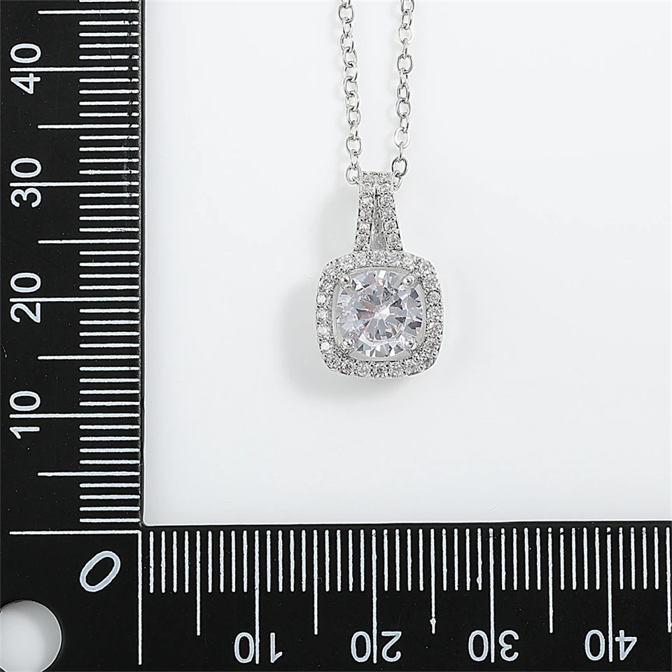 Yupsk Luxury Zircon Square Pendant Necklace For Female Elegant Colorful CZ Necklace For Bridal Wedding Jewelry Gift image 6
