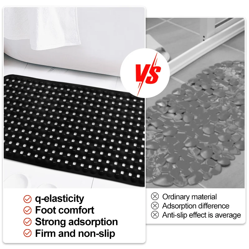 Non-Slip Bathroom Mat With Suction Cup,Quick Drain Bath Rug Bathroom Massage Ring Shower Mat Ellipses Hole Carpet