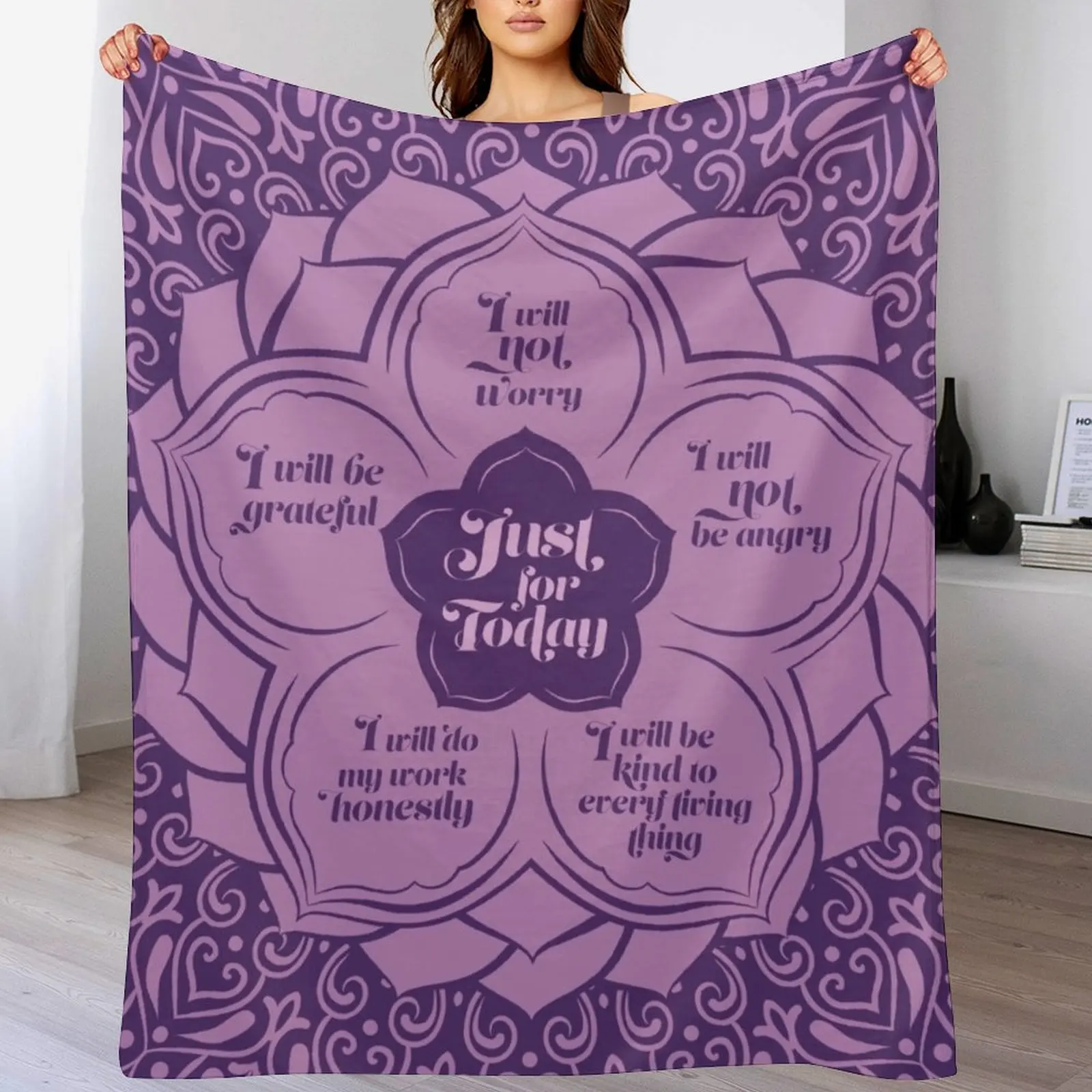 Reiki Principles - Reiki Precepts in Lotus Throw Blanket Luxury Designer sofa bed Sofa Blankets