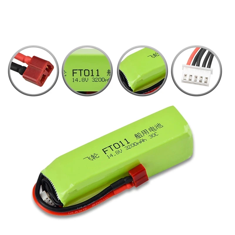 Upgrade 14.8V 3200mAh 4s 30C Lipo Battery For FT010 FT011 RC Boat Helicopter Airplanes Car Spare Part 14.8v Battery 1-5pcs