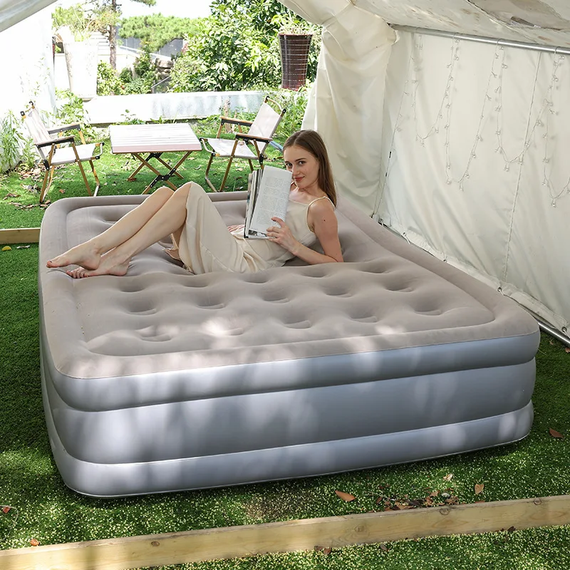 

Built-in Pump Folding Air Bed Moisture-Proof Flocking Mattress Queen Size Portable Floor Camping Guest Sleep Solution