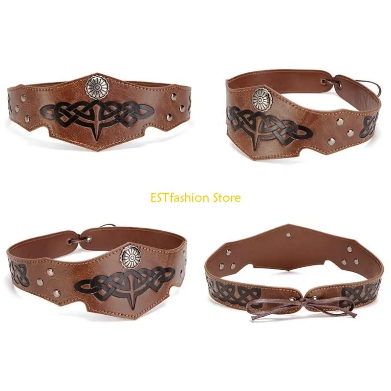 Y5GC Medieval Leation Capacete medieval couro para a cabeça ajustável Acessório fantasias medievais para homens Cosplay