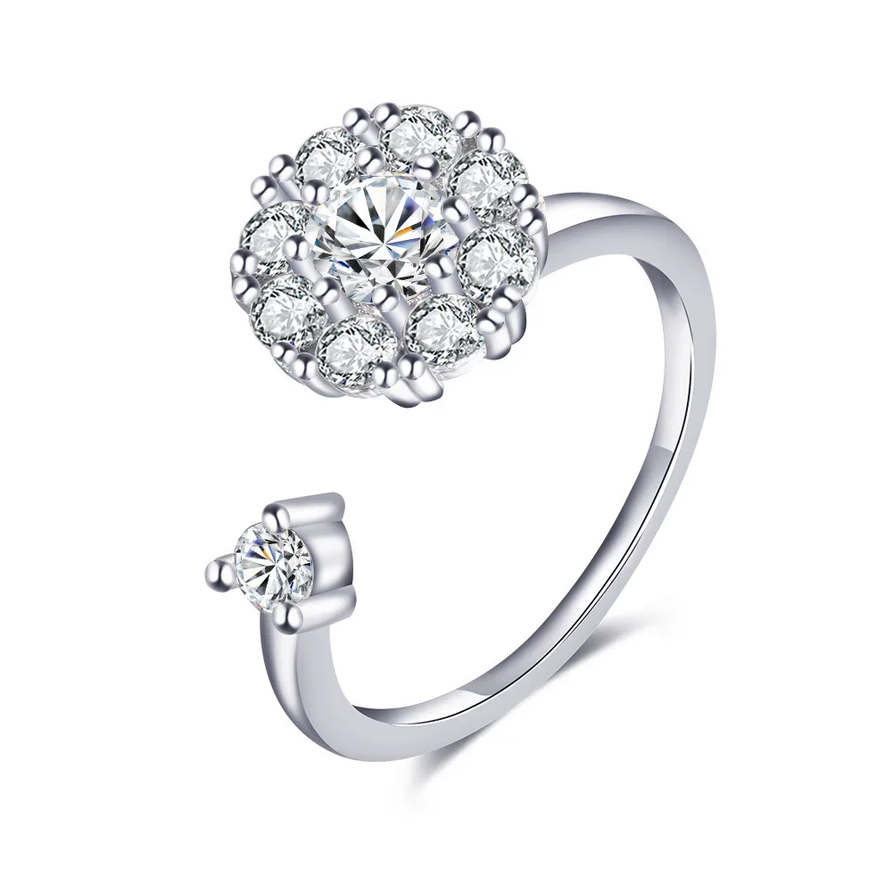 Sonnenblumen rotierender Angstring für Frauen Spinner Fidgets verstellbare offene Ringe niedliche Tier Schmetterling Schildkröte Bague Anti Stress