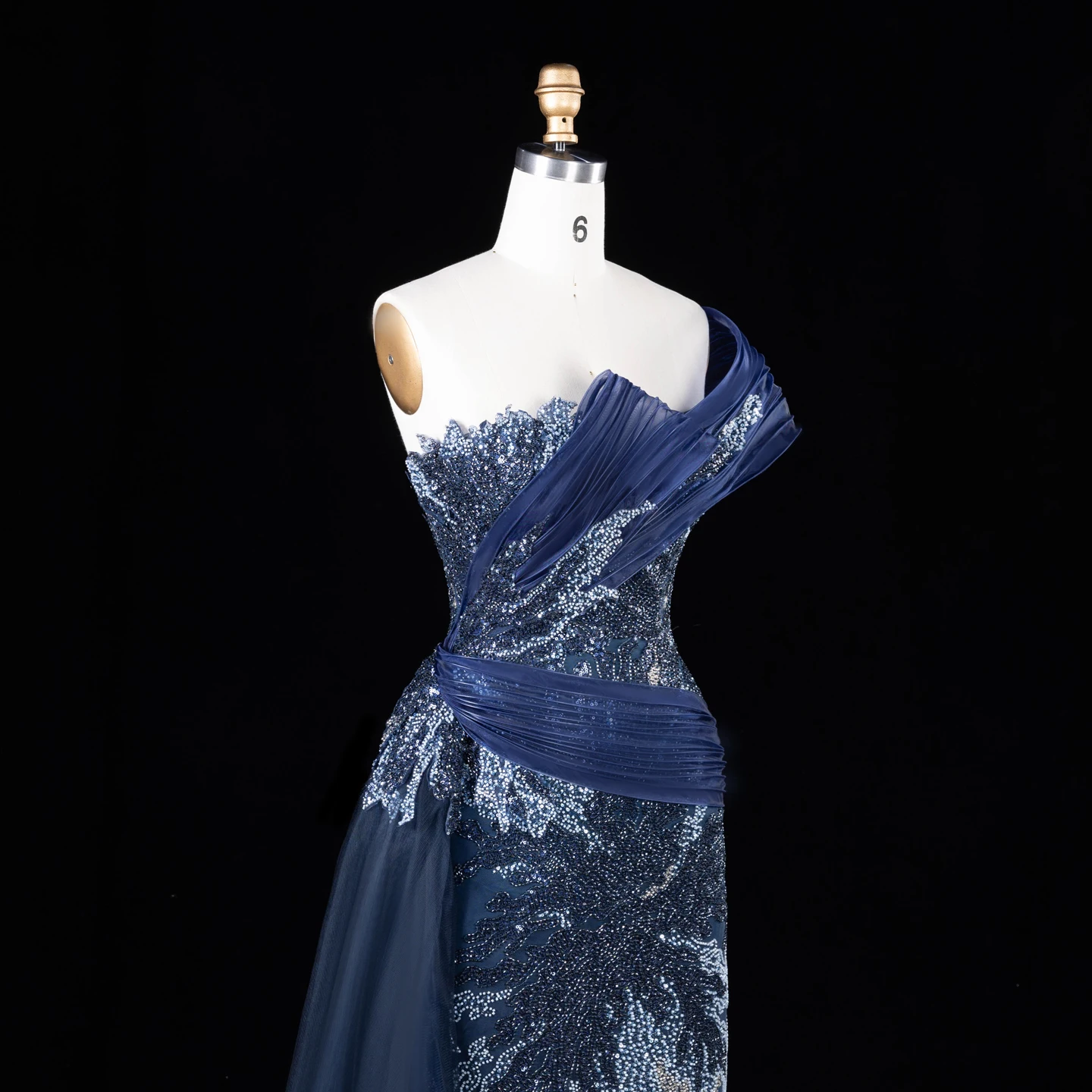Sharon Said Luxuriöses Abendkleid in Grün mit Farbverlauf, schulterfrei, mit Perlenapplikationen, für Damen, Hochzeit, formelle Party, Modell SS293, maßgeschneidert – Detail 19