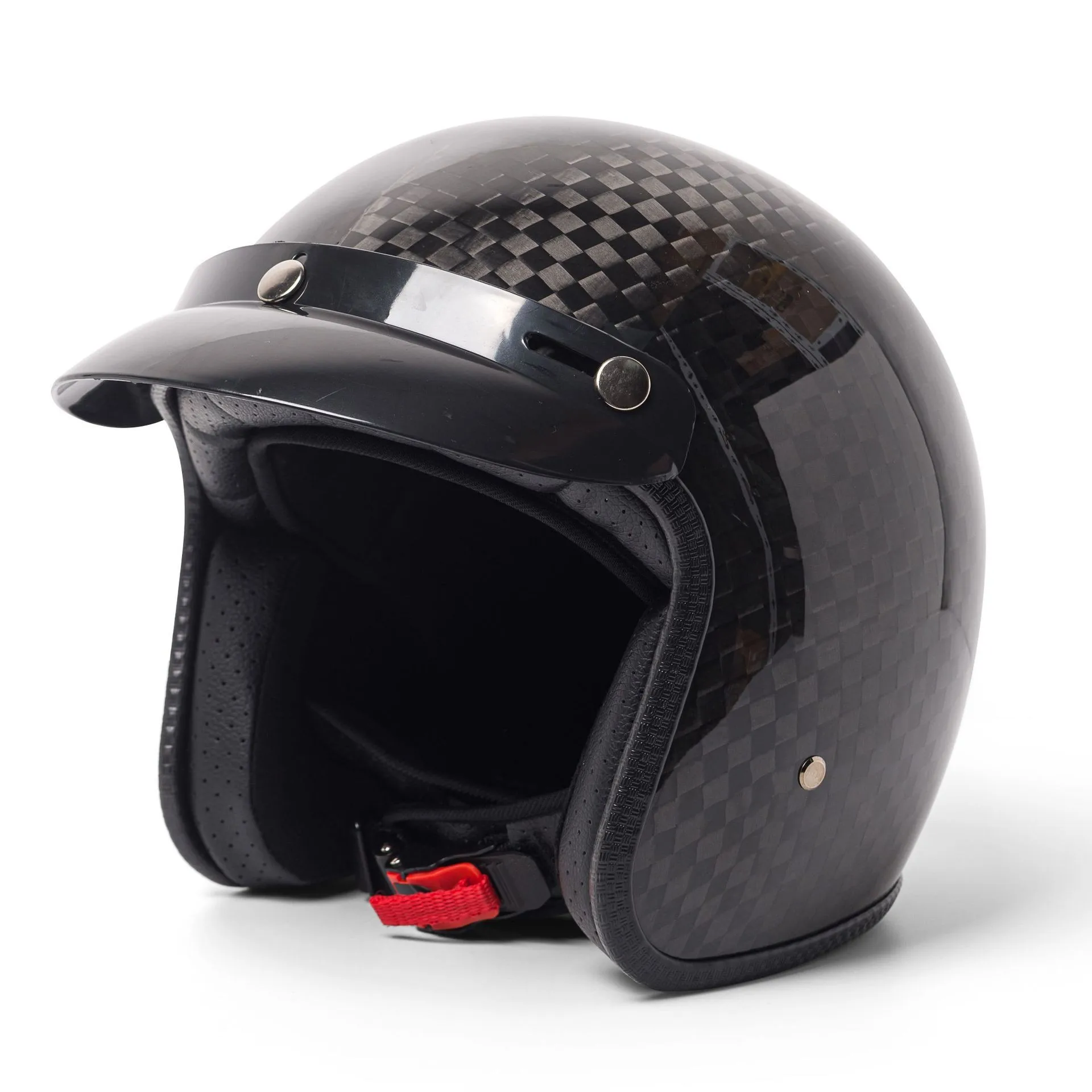 Carbon fiber helmet men's and women's American cruise motorcycle retro three-quarters helmet four seasons universal.
