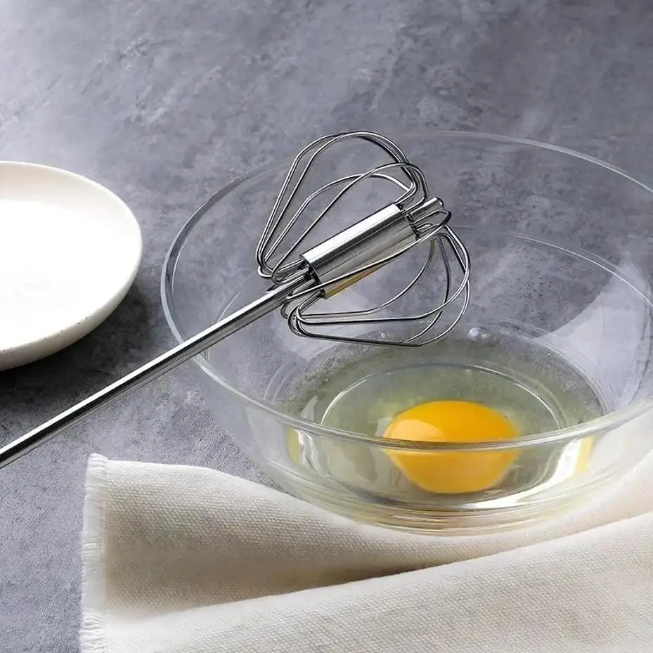 Kitchen Accessories Stainless Steel Egg Beater Hand Pressure Rotating Semi-Automatic Mixer Coffee Mixing Handheld Cooking Tools