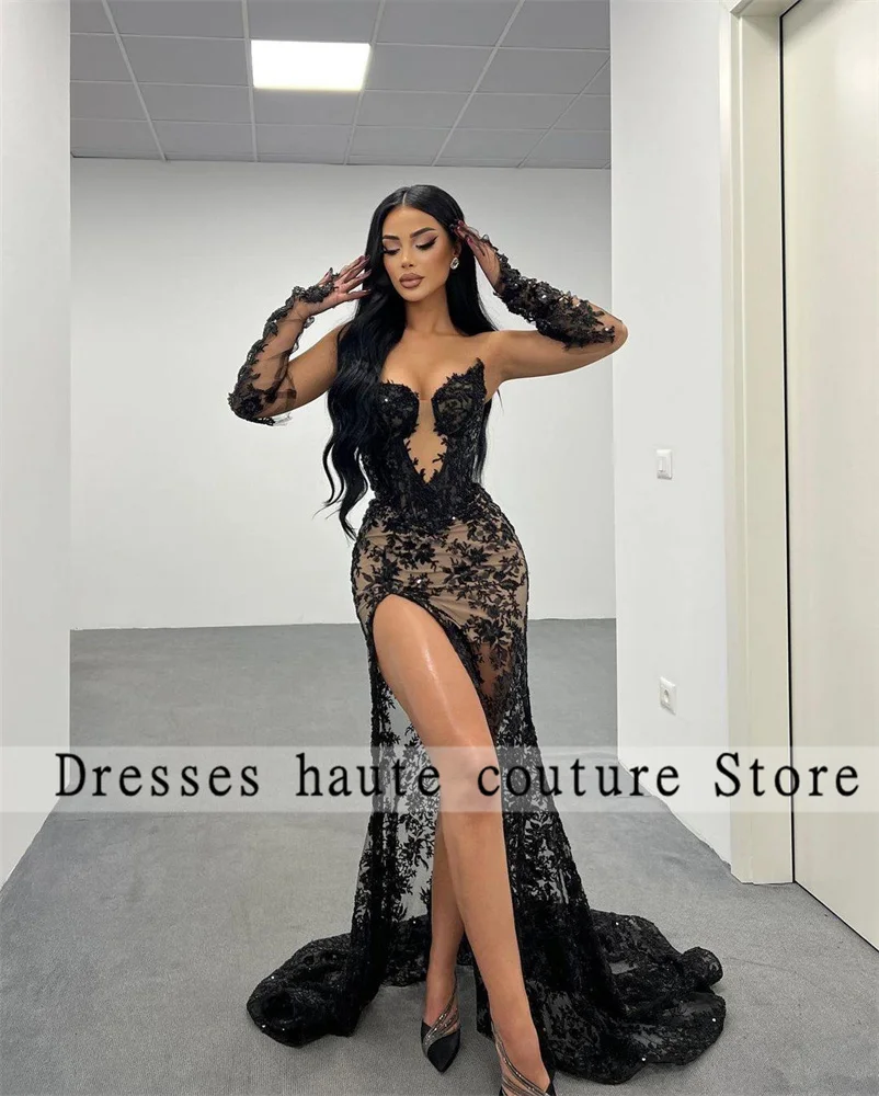 Black Mermaid Prom Gowns Women Sexy Beaded Strapless 2025 With Gloves Party Dress Evening Celebrate Birthday Elegant Customized