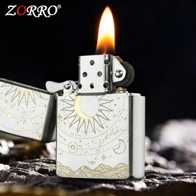 【ZORRO】New Starry Sky Dream Catcher Windproof Kerosine Lighter, Exquisitely Carved Flame Retro Creative Gift for Men