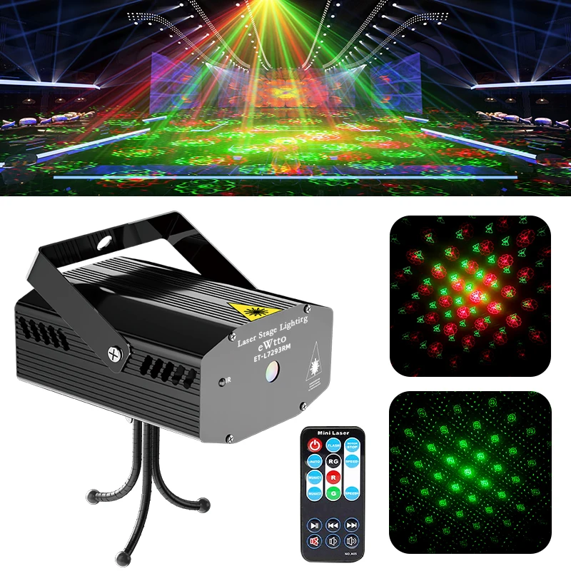 Mini projetor laser led 6 em 1, luz de palco, dj, ktv, lâmpada de discoteca, luzes laser com controle remoto para festa de natal