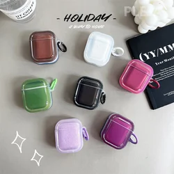 Solid Color Clear Fone de ouvido para AirPods, bonito Headset, caixa de carregamento, capa protetora, fones de ouvido, Airpods 3 Pro, 2, 1