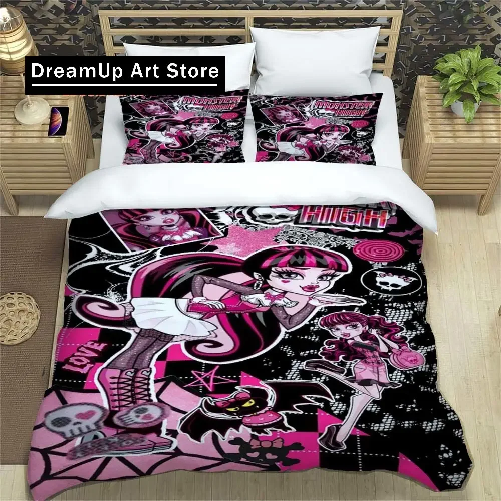 

3D Print Cartoon Monster High Bedding Set Boys Girls Twin Queen King Size Duvet Cover Pillowcase Bed boys Adult Bedroom