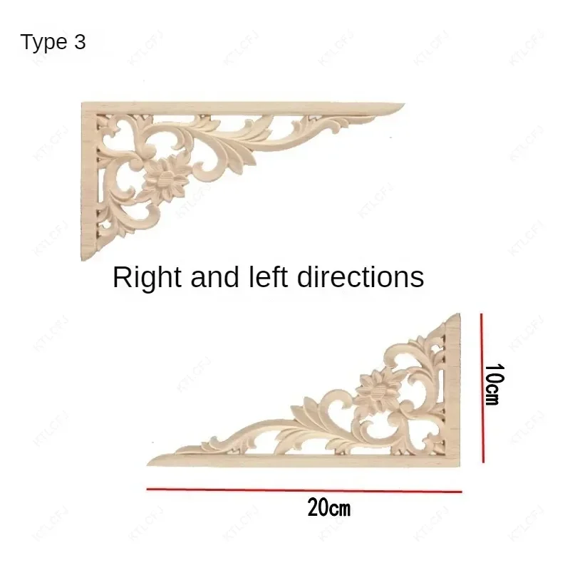 1Pcs Vintage Wood Carved Corner Onlay Applique Frame Wall Door Furniture Decorative Wood Corner Flower Living Room Decor