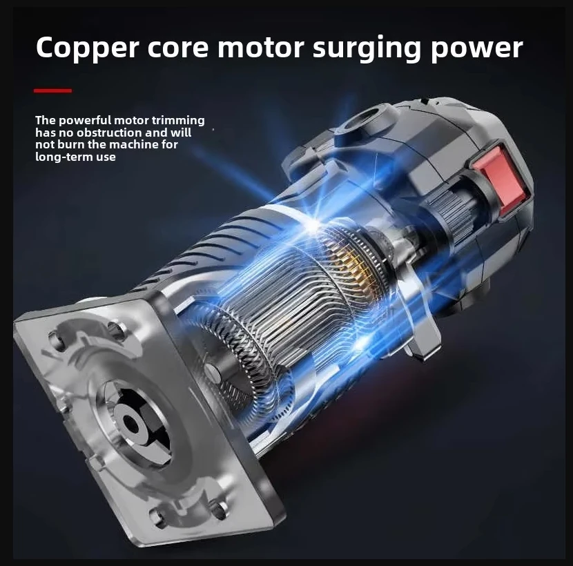 220V Multi-functional Electric Trimmer for Woodworking with Slotting and Engraving Features B