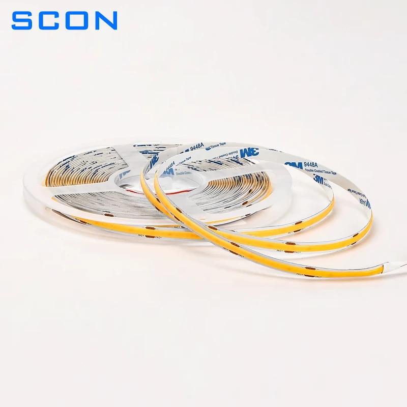 SCON COB LED Strip Light Ceiling Wall Decoration Flexible Rope COB LED Strip Lights 336 LEDs/m DC24V 2pin Wire Cut Short Freely