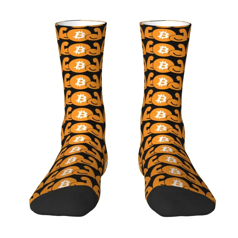 Custom Novelty Mens Bitcoin Get Your Power Dress Socks Unisex Warm Breathbale 3D Printed BTC Crypto Coins Crew Socks