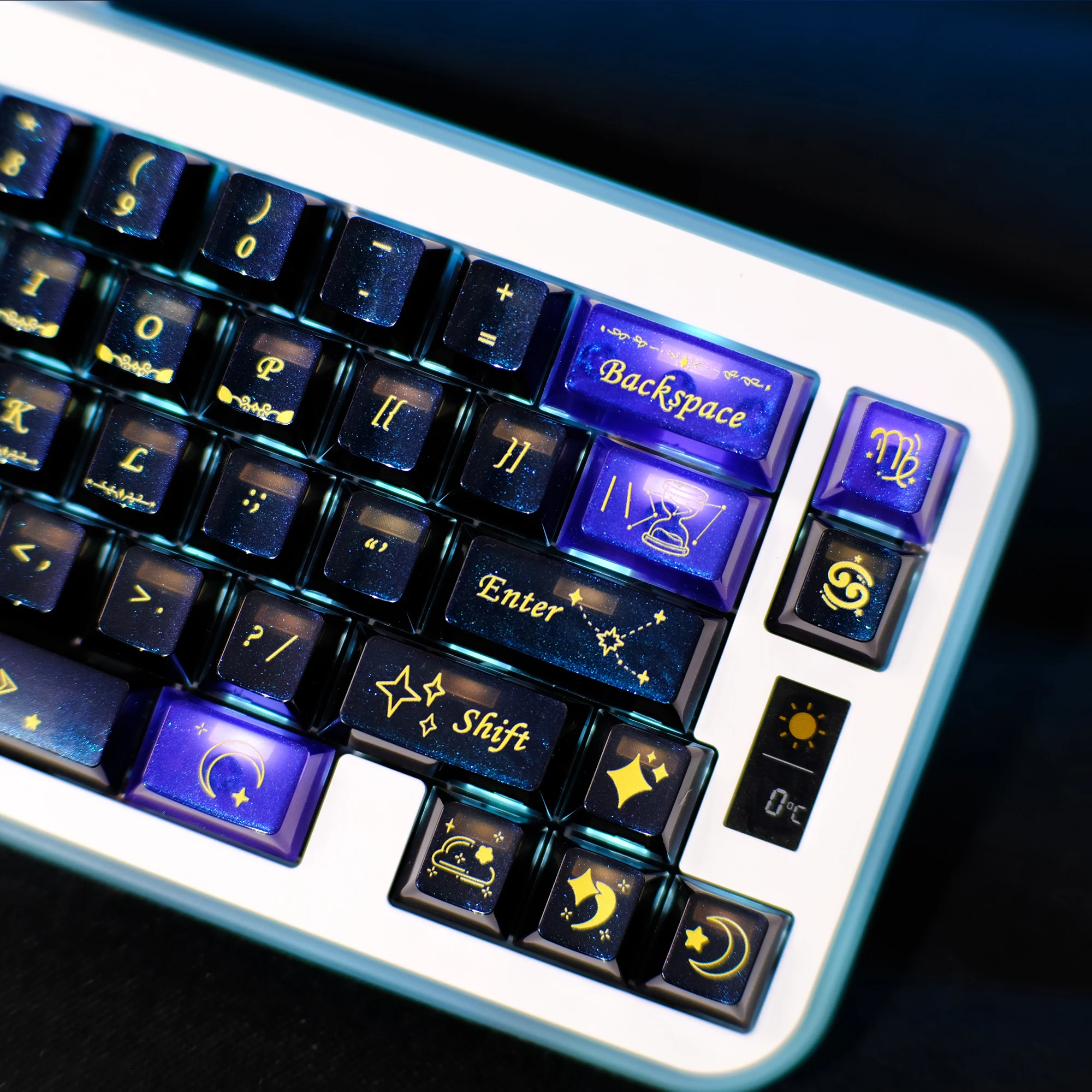 KBDiy 140 Keys Sparkling Stars Keycaps For Mechanical Keyboard Cherry Profile Glowing Glitter Powder Keys Caps for MX Switches