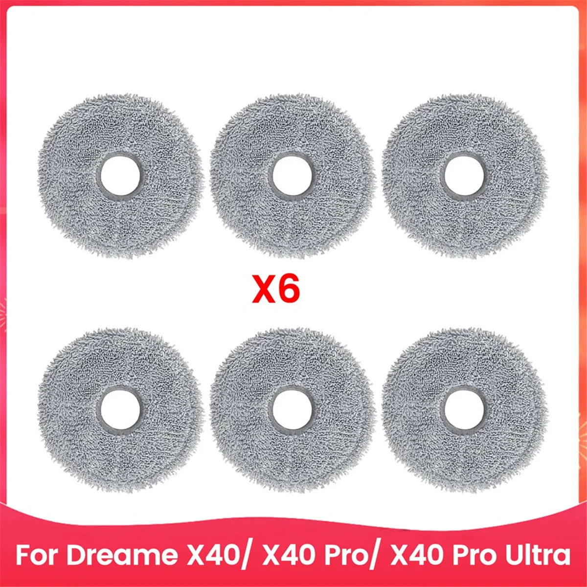 FZFZ 6-teiliges Wischpad für X40/X40 Pro/X40 Pro Ultra Kehrroboter-Zubehör, Ersatzteil, Staubsauger-Mopptuch
