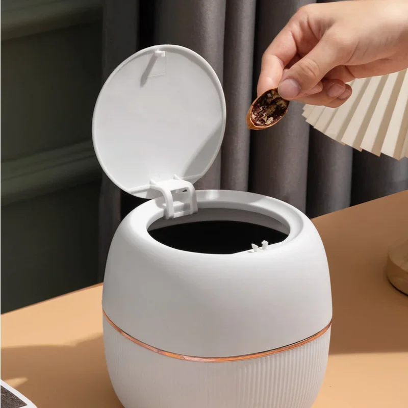 Creative Trash Can Desktop Paper Basket Bucket Mini Desk Luxury Clamshell Storage Bucket Coffee Table Sundry Storage Container