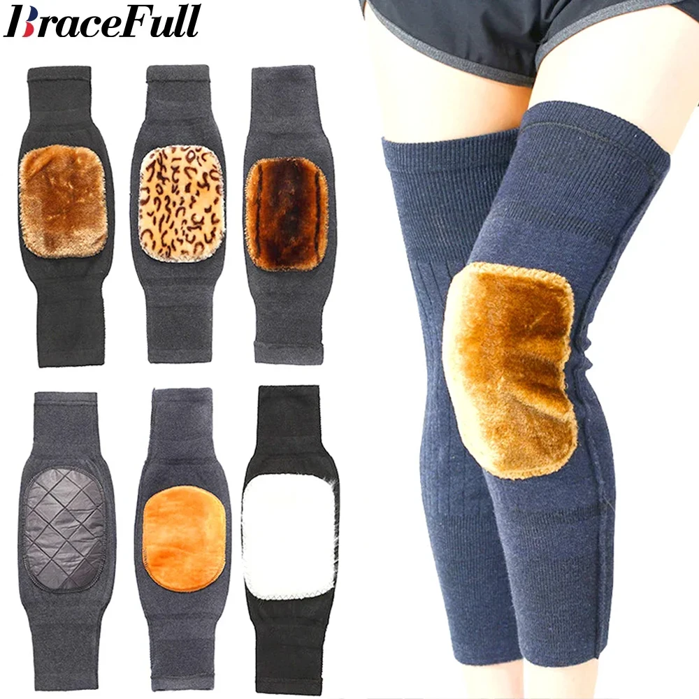 1Pair Winter Knee Brace Thermal Leg Knee Warmer Sleeve for Women Men Wool KneePad Support for Joint Pain Tendonitis Arthritis