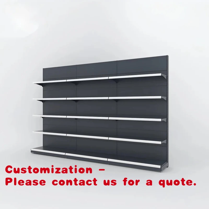 Customize.Hot Selling Black Durable Double-Sided Wood 6-tier Gondola Supermarket Shelf Customized Medium Duty Rack Medical S