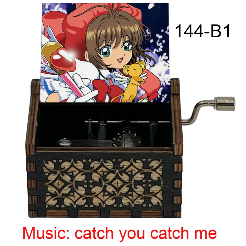 Card captor Anime Sakura Music CATCH YOU CATCH ME Wooden Mechanical Music Box Toys For Girls New year Christmas gift