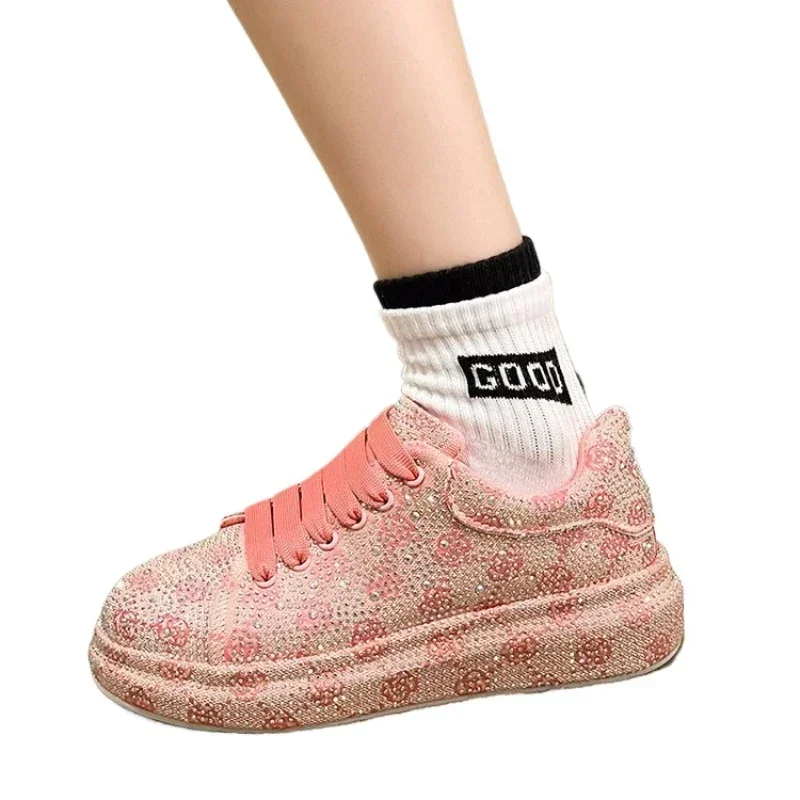Women Flat Loafers Woman Rhinestone Shoes Female Autumn Sports Shoes Casual Platform Glitter Design Slip On Shoes Dropshipping