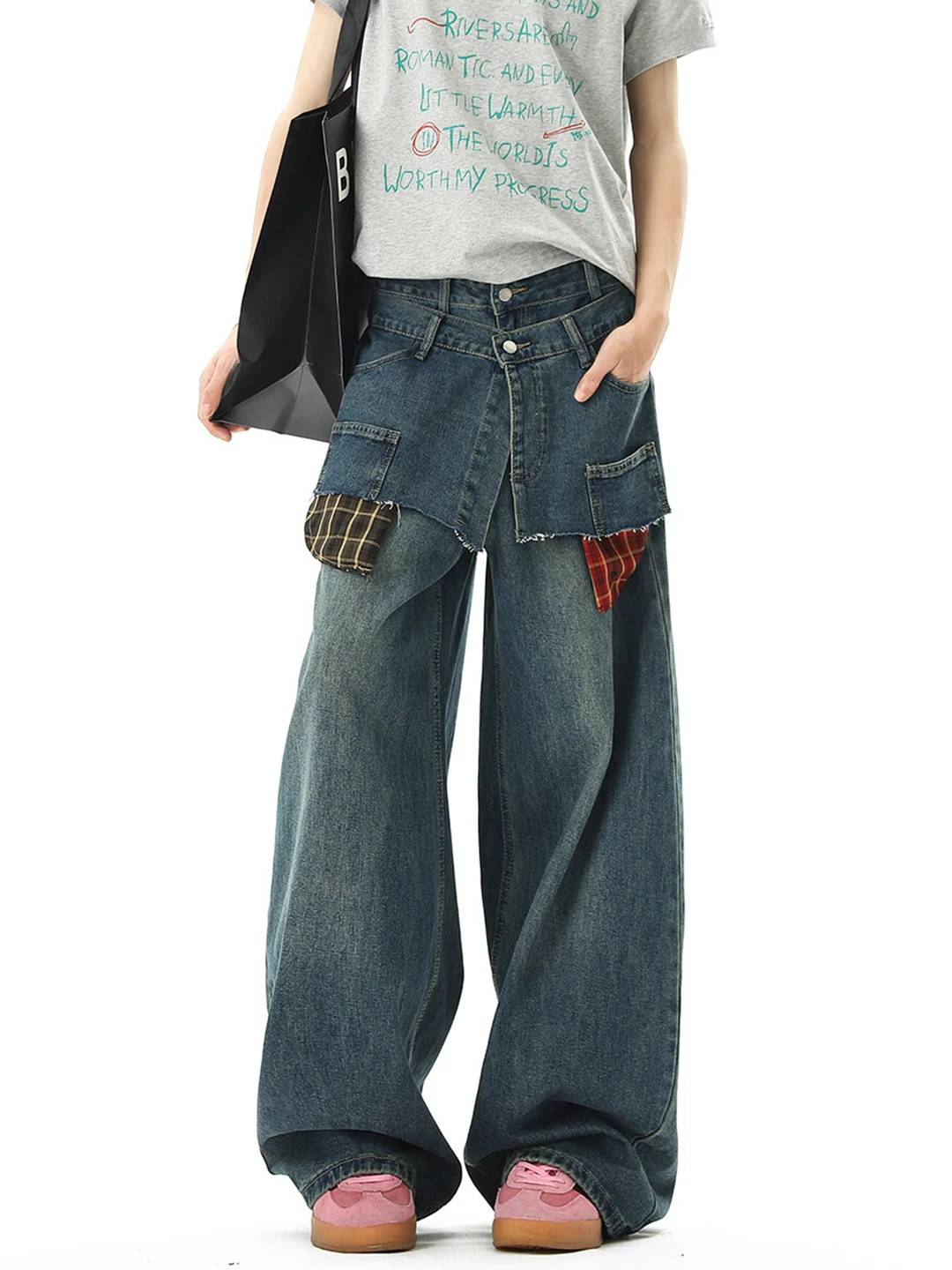 

Мужские летние тонкие джинсы в американском ретро-стиле, деконструированные, свободного кроя, с двойным поясом, рабочие, прямые, с зауженными штанинами