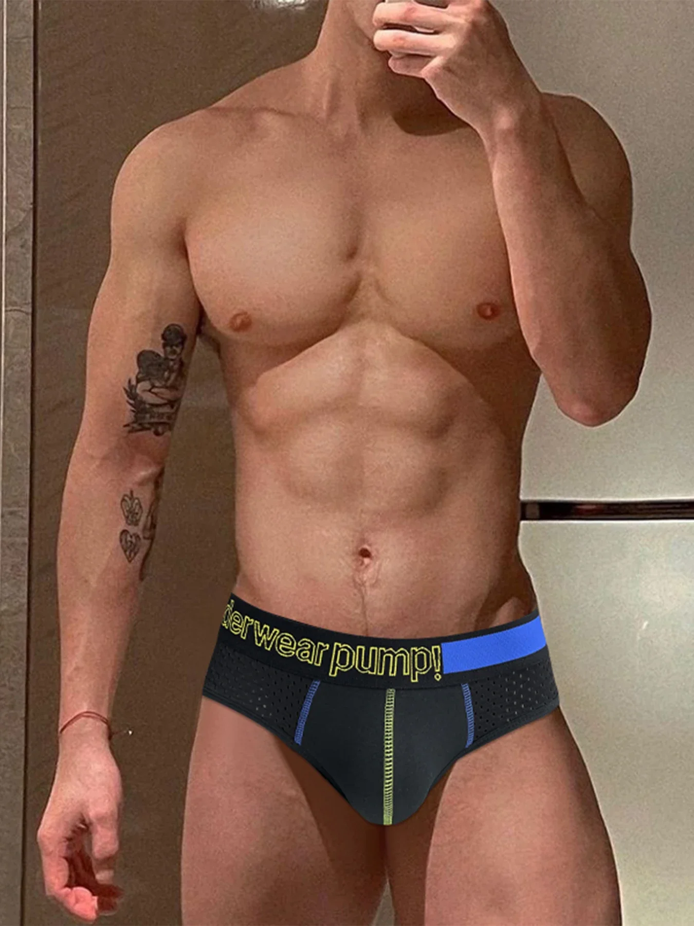 Sexy Men's Underwear Low Waist Briefs For Men Breathable Mesh Sports Undrpants U convex Hip Raise Male Triangle Panties