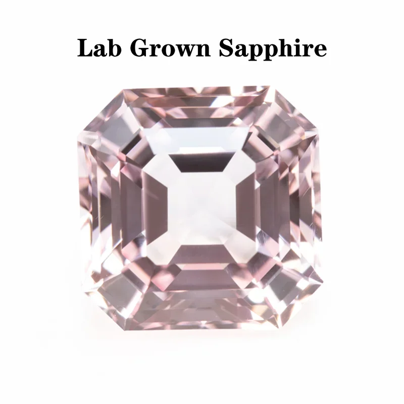 

Lab Grown Sapphire Sakura Pink Color Asscher Shape Charms Beads for Jewelry Making DIY Ring Necklace Main Materials Certificate