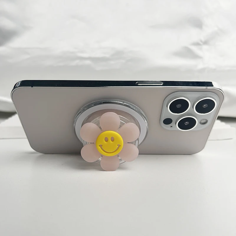 Sunflower Happy Expression Cute Phone Stand For Magsafe IPhone Mac Samsung Safe Ring Finger Expanding Holder