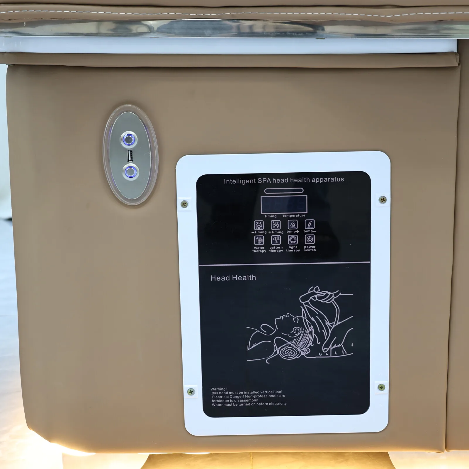 Elektrisches Haarbehandlungsbett mit Fußbad Zwei-in-Eins, Wasserzirkulations-Haarpflege und Dampfbehandlung, Luxuriöses Khaki-SPA – Detail 20