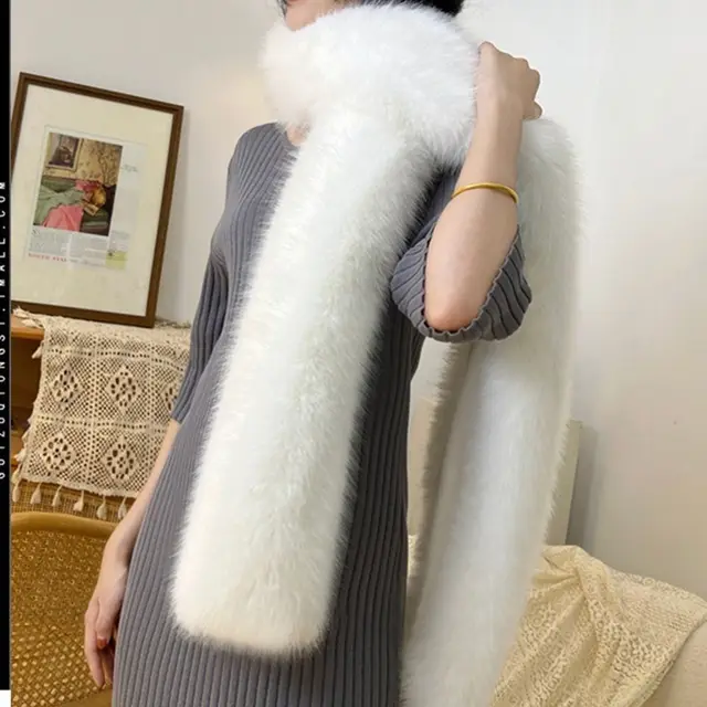 1pcFashionable 180cm Fake Fur Long Scarf Soft Plush Thick Long Strip Scarf Fur Decor Luxury Wraps Shawl Party Ladies Neck Warmer 1pcFashionable 180cm Fake Fur Long Scarf Soft Plush Thick Long Strip Scarf Fur Decor Luxury Wraps Shawl Party Ladies Neck Warmer