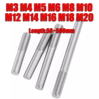 1-20pc Single End Thread Rod M3 M4 M5 M6 M8 M10~M20 304 Stainless Steel Headless Bolt Screw Tooth Stick Single Head Threaded Bar