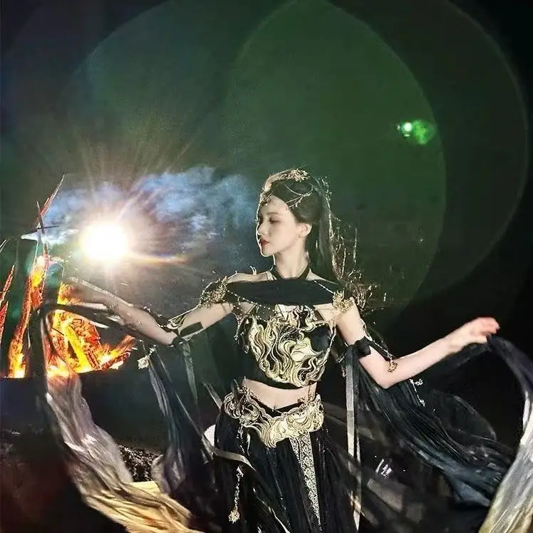 Western Region Goddess Hanfu Dress Exotic Flying Fire Princess Cosplay Costume Halloween Party Stage Indian Belly Dance Dresses