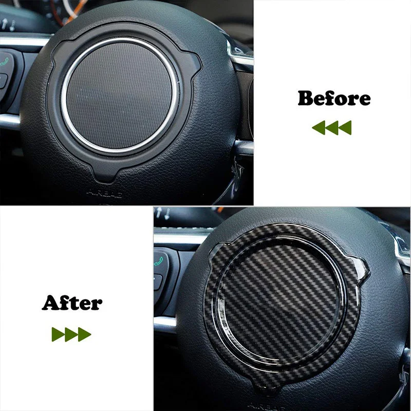 ABQE Carbon Fiber ABS Sticker for Jeep Wrangler JL JLU Sahara Rubicon 2018+ Steering Wheel Decal 1 Pieces