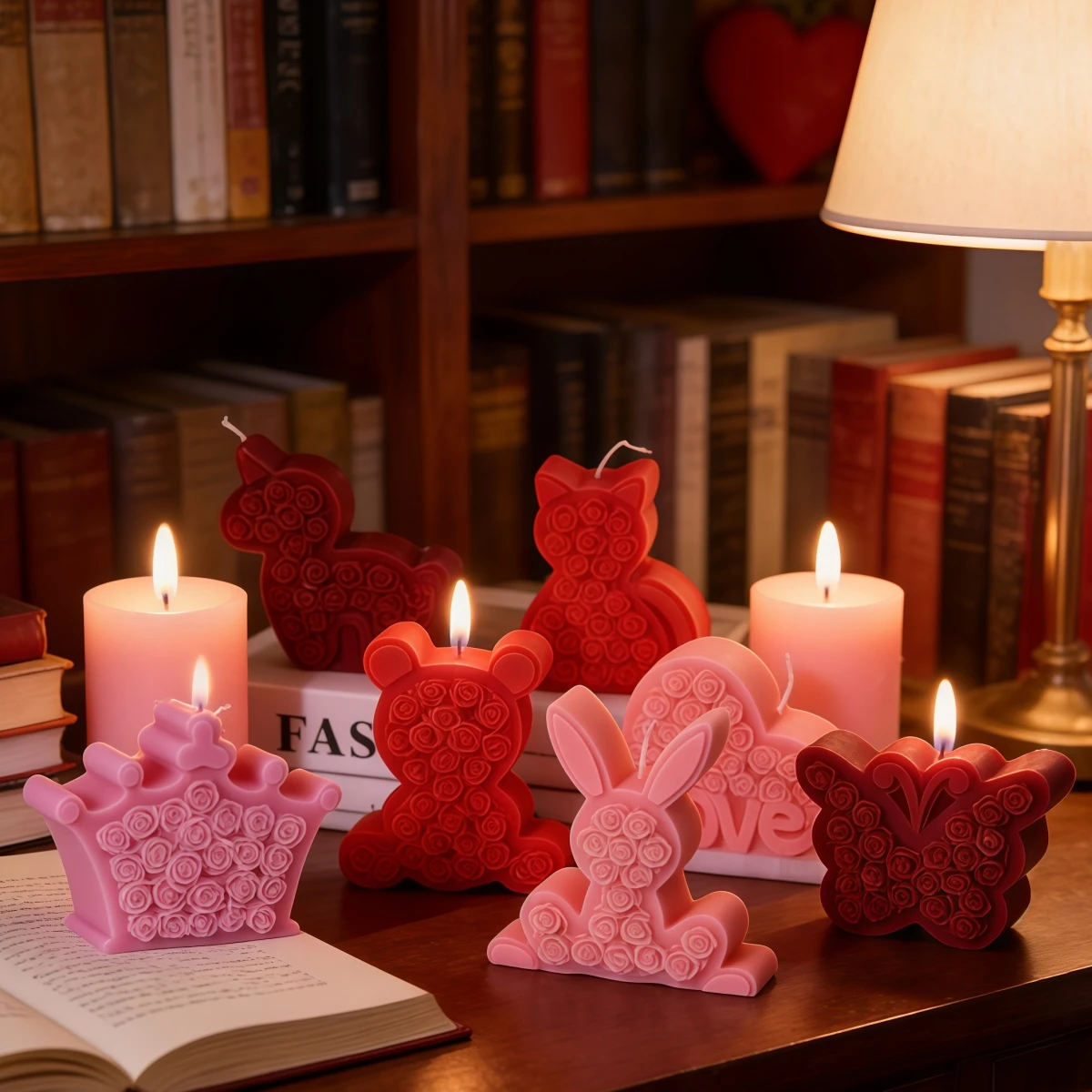 3D Rose Bär Silikon Kerze Form Niedlichen Häschen Einhorn Herz Schmetterling Tier Muster DIY Kerze Machen Form Valentinstag Geschenk