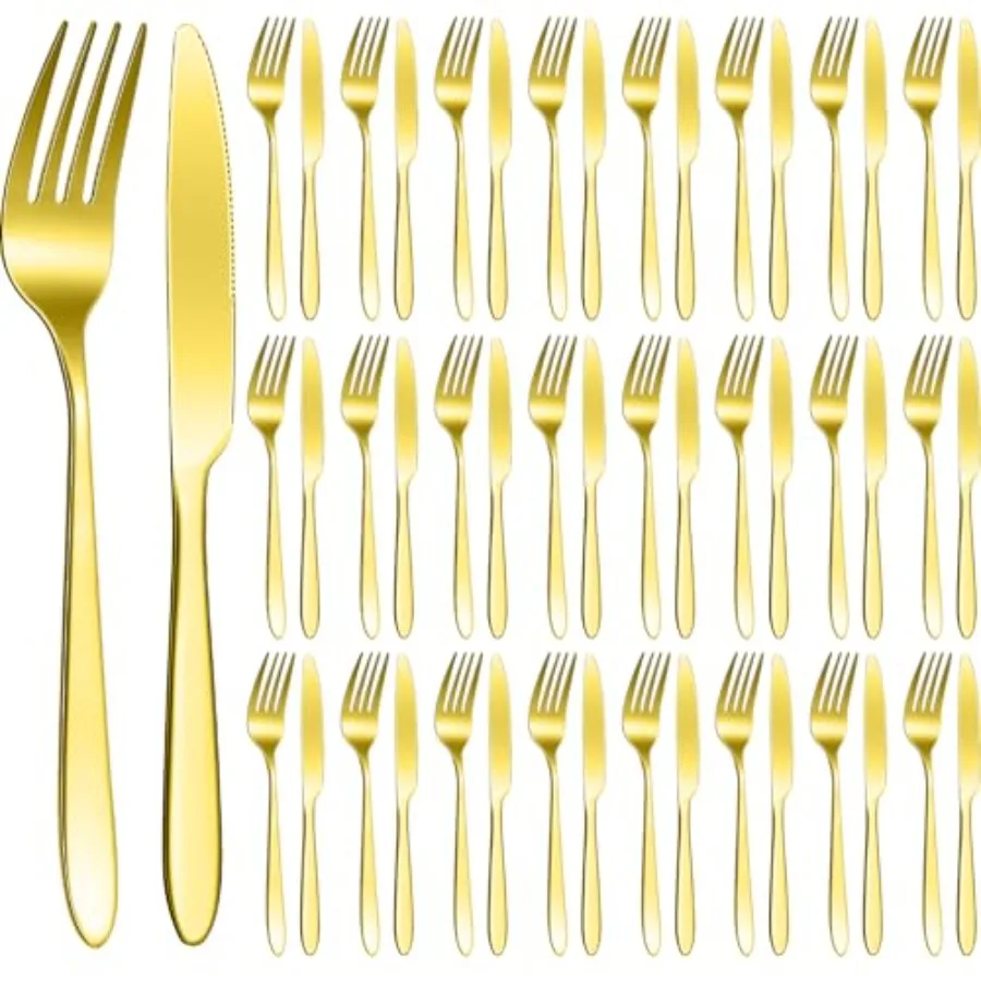 

Набор столовых приборов из нержавеющей стали, 50 предметов: вилки и ножи для кухни и ресторана, 8,4 дюйма