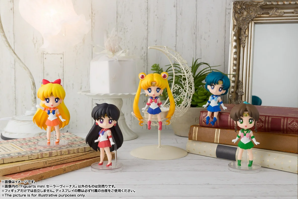 BANDAI Original Figuarts Mini Sailor Venus Anime Action Figure PVC Figure Pretty Soldier Sailor Moon