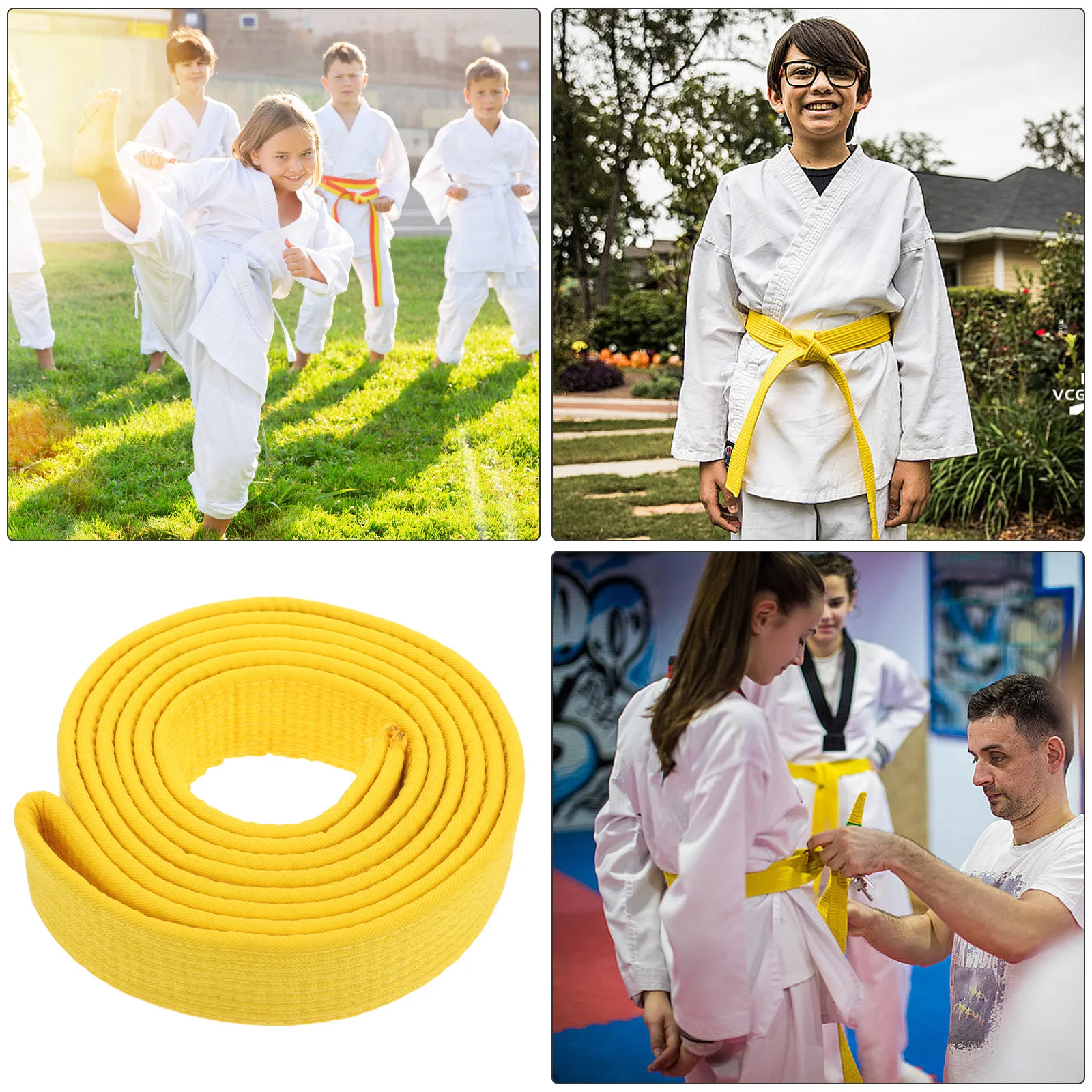 

Taekwondo Belt Cotton Martial Art Waist Band Lightweight Uniform Belt For Men Women Black White Karate Training Gear