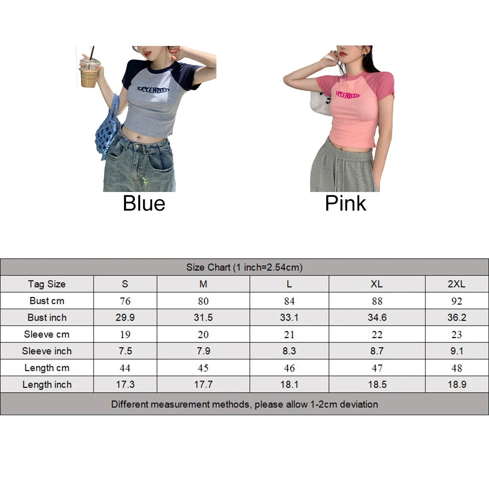 Comfortabele Dames T-shirts Tops Korte mouwen Slanke effen kleur Dames Y2K Alle seizoenen. Casual ronde hals Hot Girls