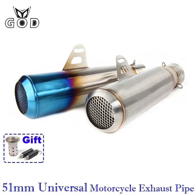 51mm Left Right Universal Motorcycle Exhaust Pipe Muffler Escape Moto Laser Silencer Motorcross For Z250SL CBR600 Ninja400 R3 R6