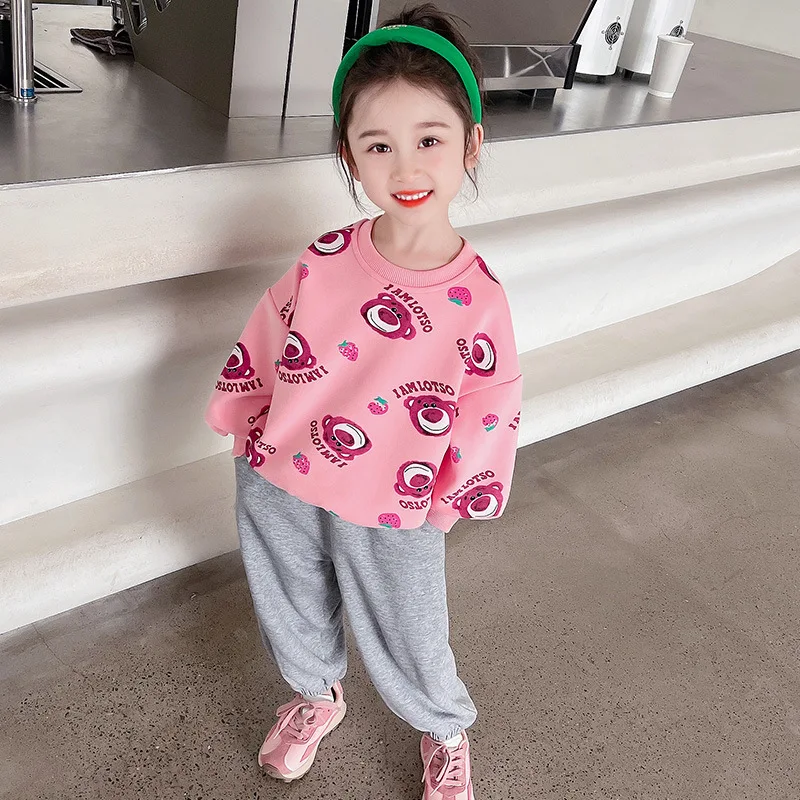 Strawberry Bear Hoodie For Women In Spring And Autumn Cute Long Sleeved Top For Girls And Babies Children's Autumn T-shirt