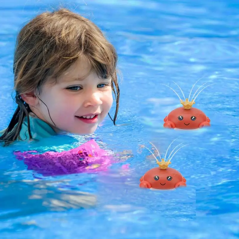 Light Up Bath Toy Cute Crab Bathtub Sprinkler Auto Induction Light Up Bath Water Toys Summer Water Toy Waterproof Animal Bath To