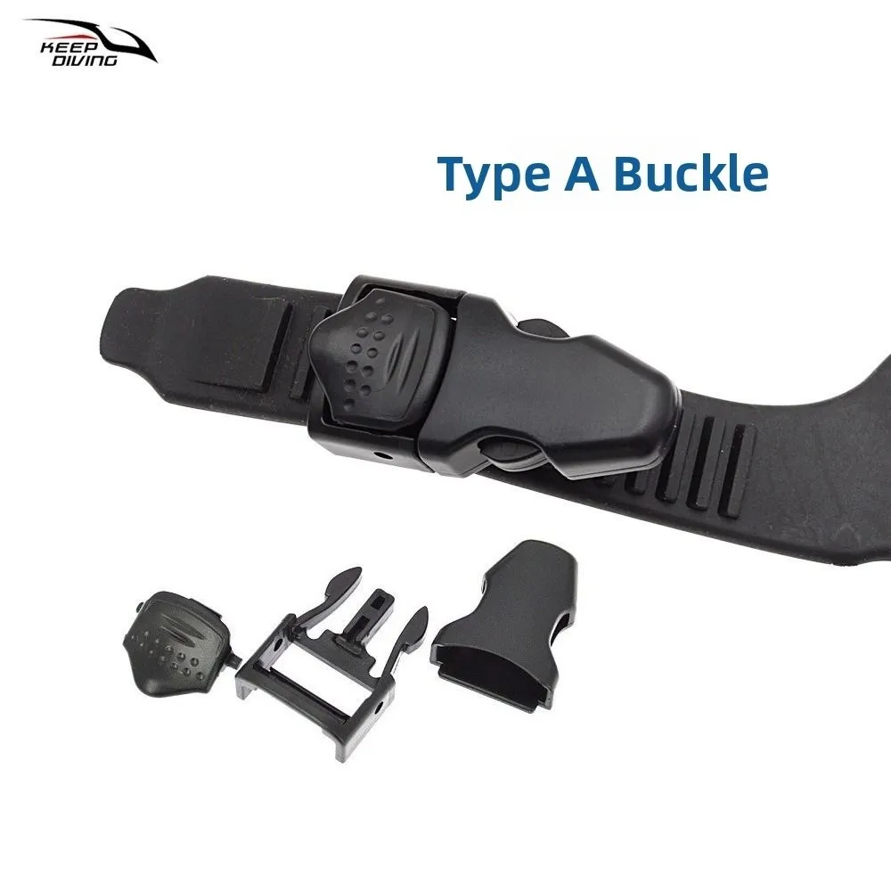 1 Pair Adjustable Scuba Diving Fins Fixed Buckle Black Plastic Swimming Fins Straps Buckles Quick Release Webbing Strap