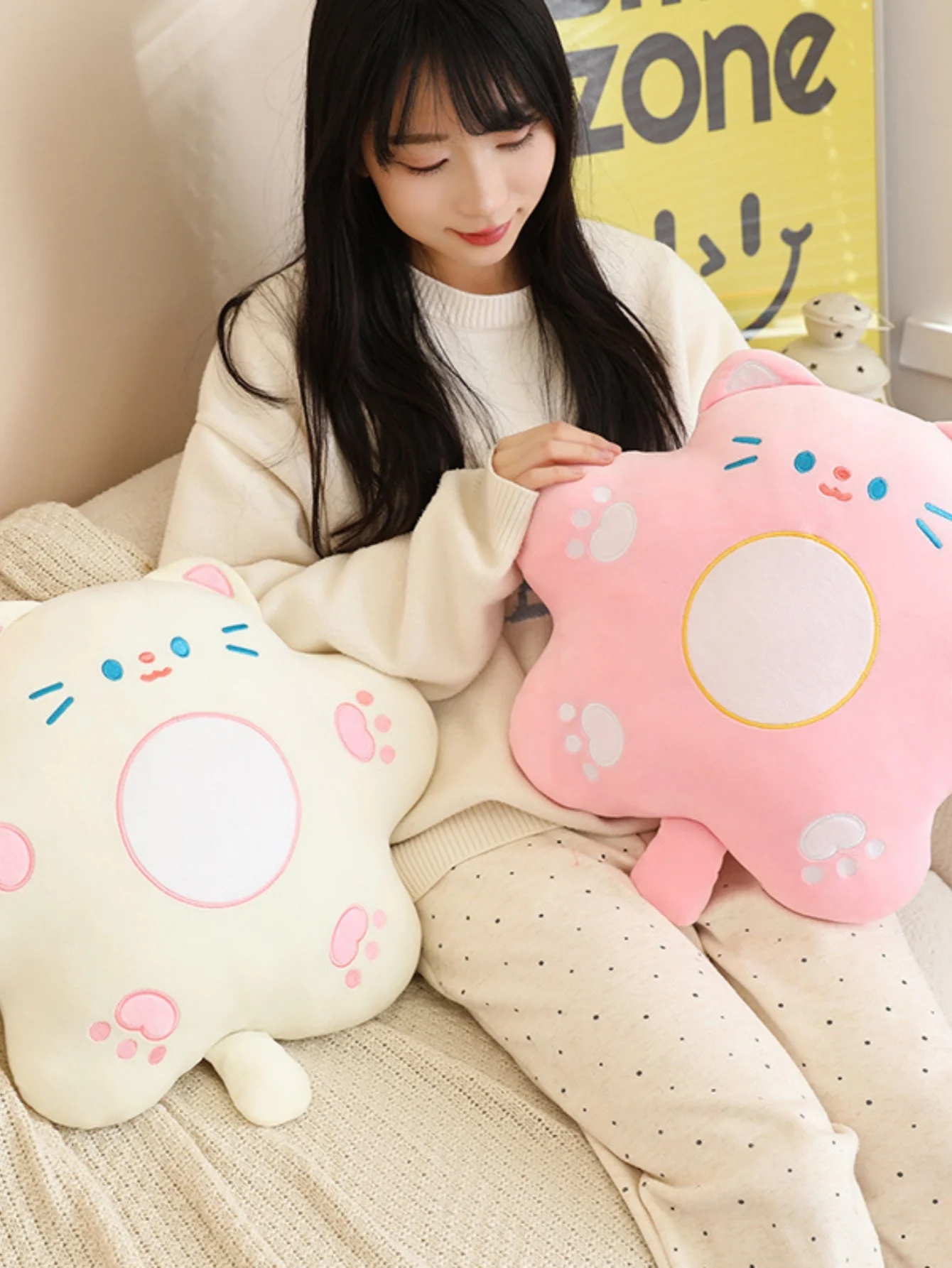 Creatieve bloemen kat lendensteun schattig kantoor kat kussen bank bloem kussen bloem knuffels