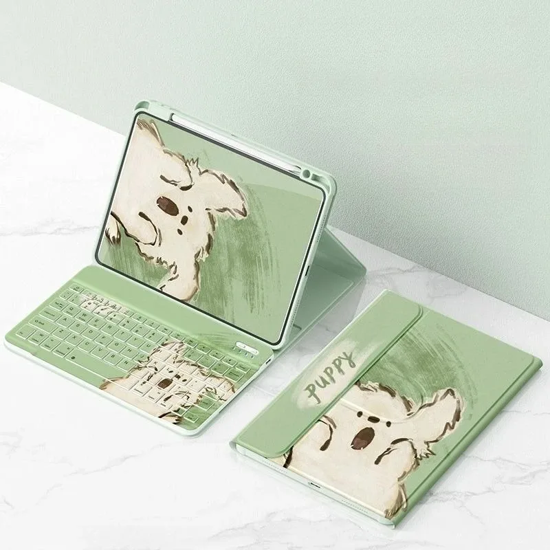 

Kawaii Puppy iPad Keyboard Case Gift for Girls for iPad Pro 11 2025 Air 7 11th 10th Gen 10.9 Bluetooth Keyboard Mouse Set Cover